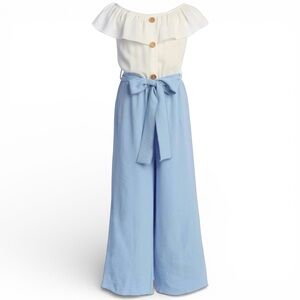 Just Kids Blue and White Girls Jumpsuit Size 4